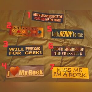 Bumper Stickers with 7 Different Quotes.